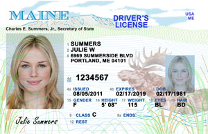 ME DMV driver's license
